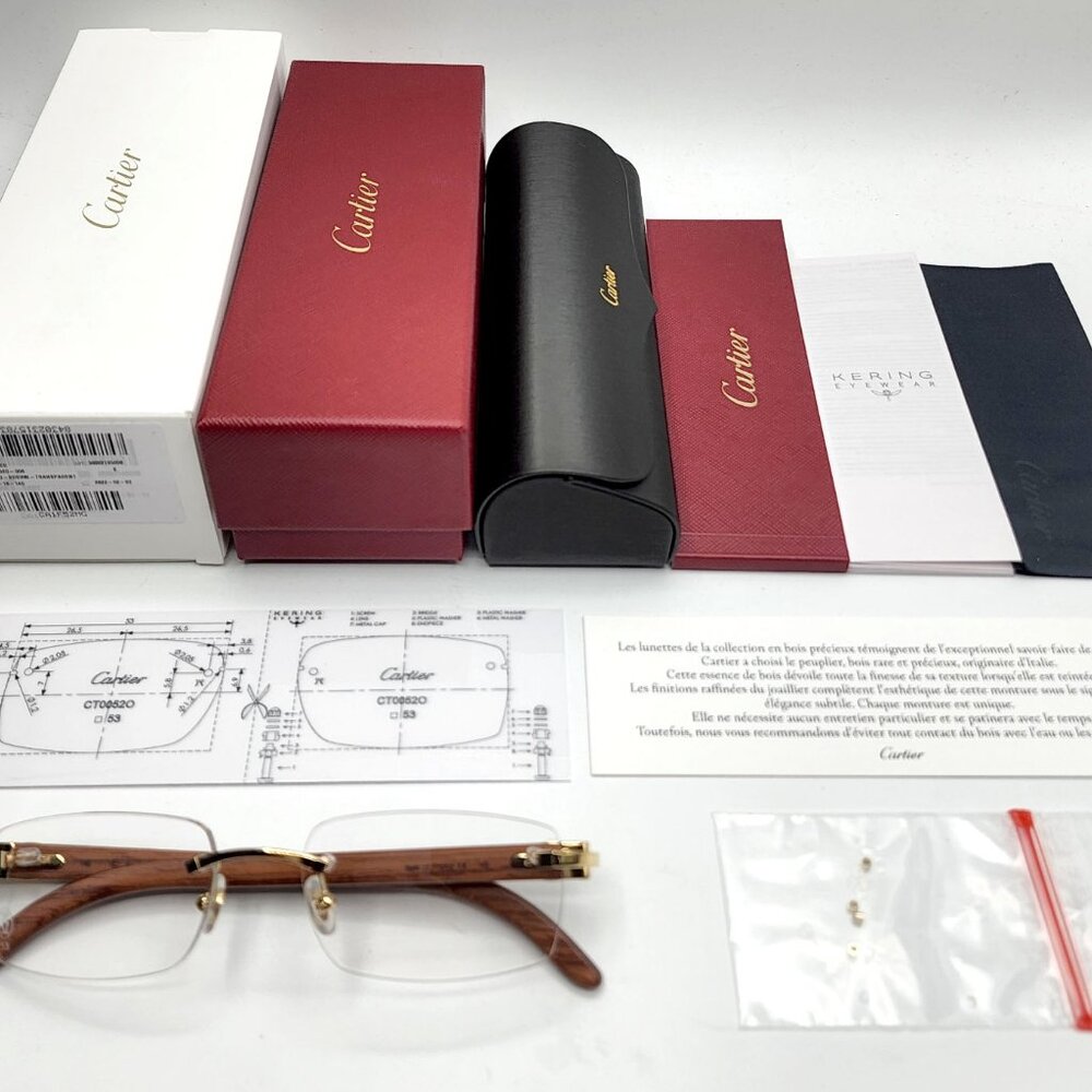 NEW! Cartier Bolivar Wood Glasses Sunglasses CT00520